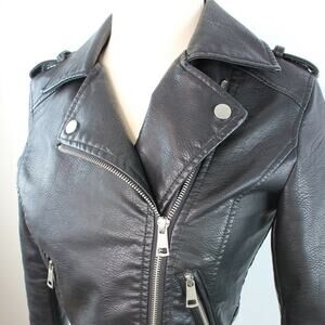 Atmosphere NY Dreamer Faux Leather Black Moto Jacket Size XS